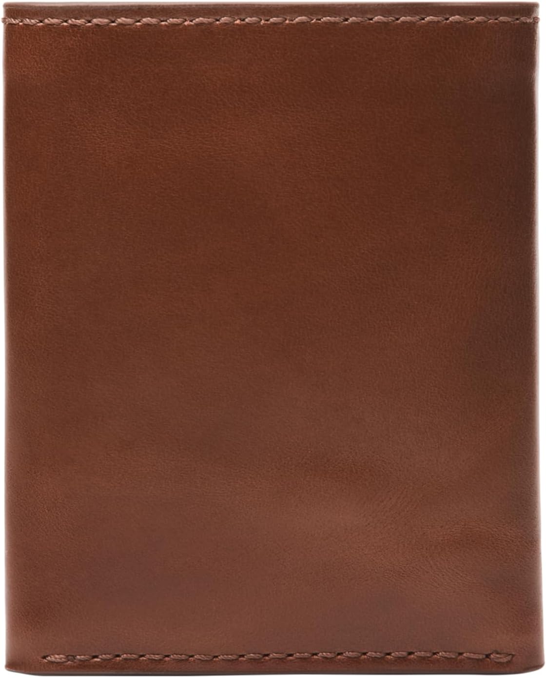 Fossil Billetera triple de cuero para hombre, Talla única