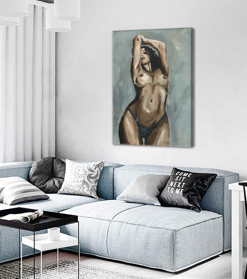 Yeesjoee Lienzo decorativo para pared de mujer sexy en blanco y neg...