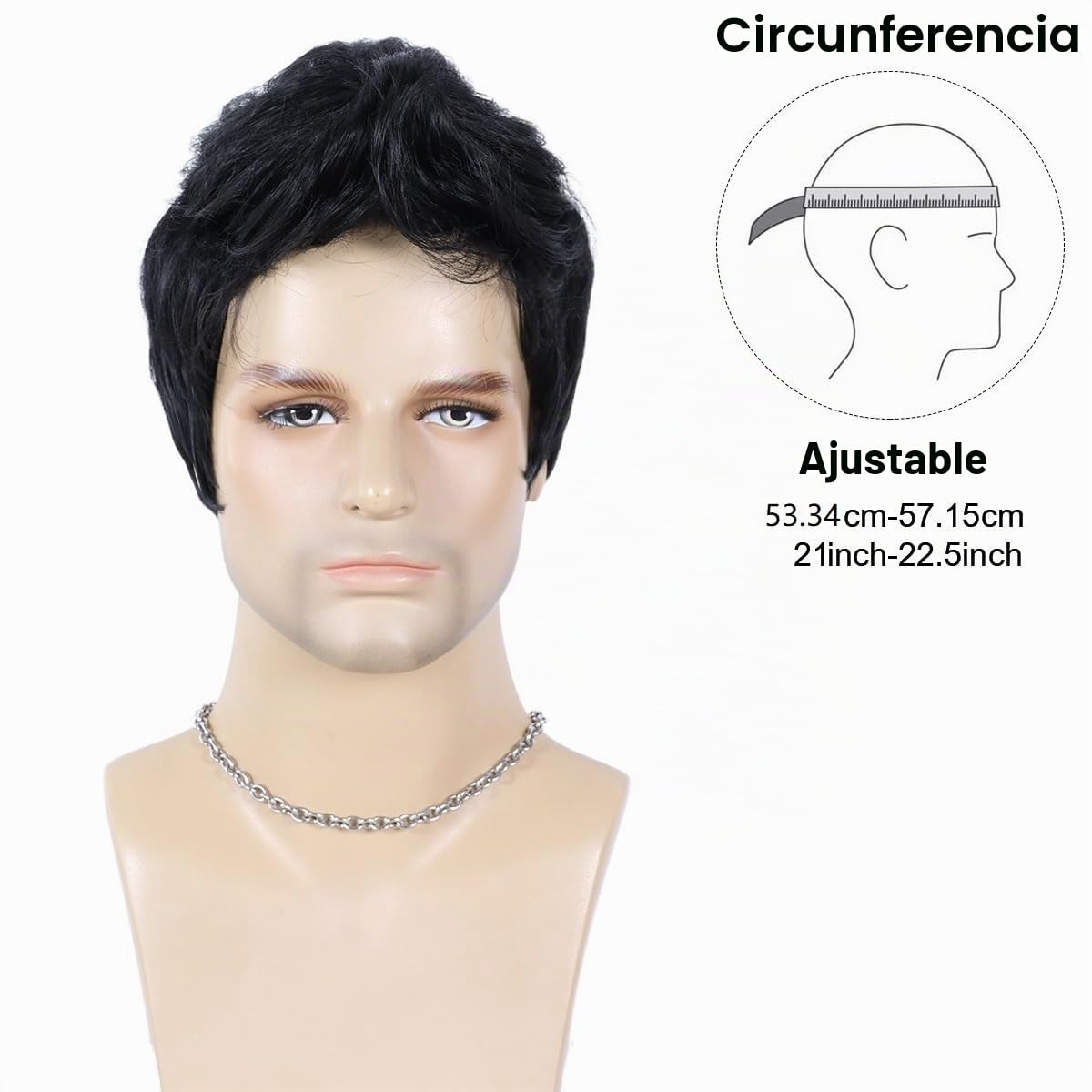 BEAUTY FLAG - Pelucas negras para hombres, cortas y con capas, de p...