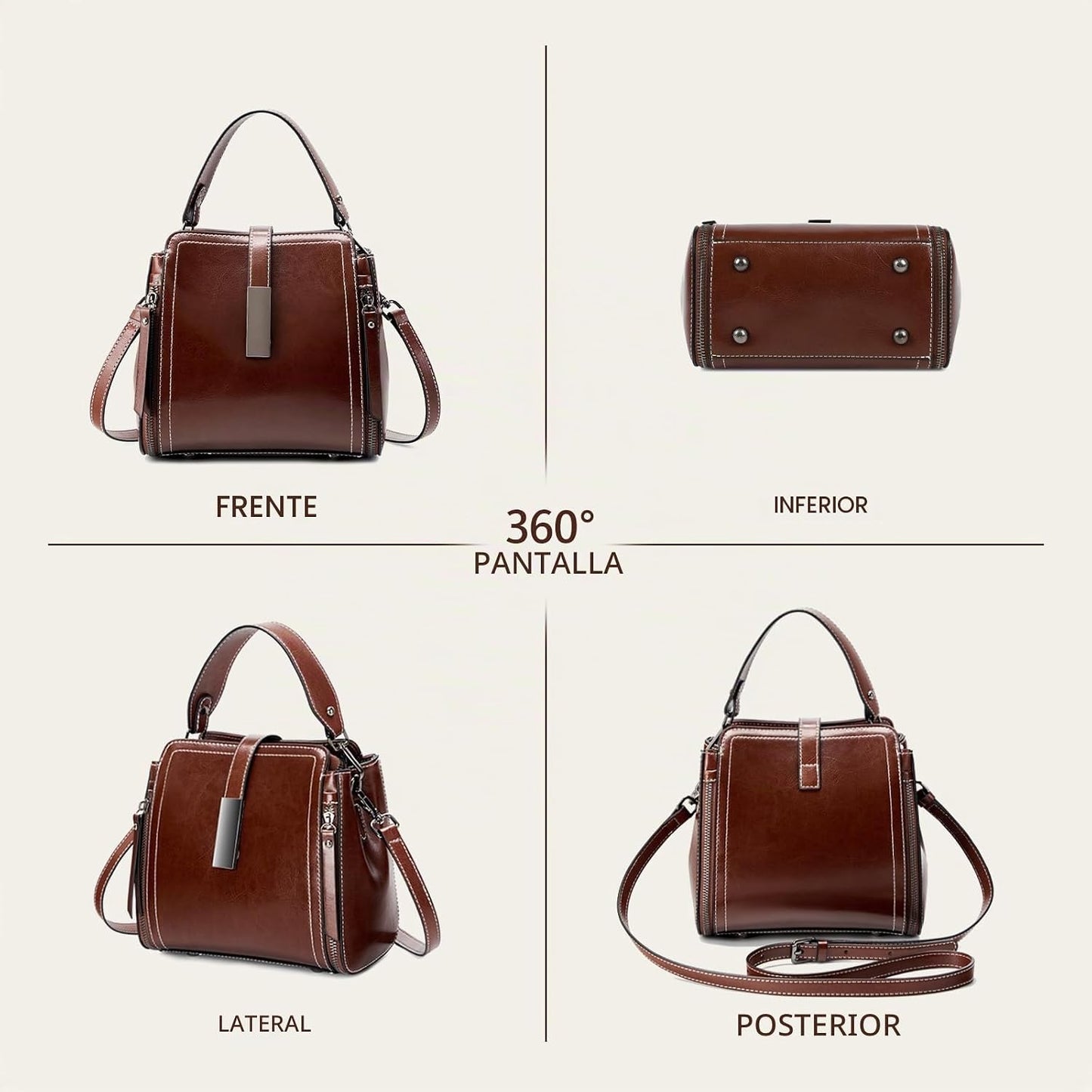 MoreFarther Bolsos cruzados de cuero genuino para mujer, bolsos de...