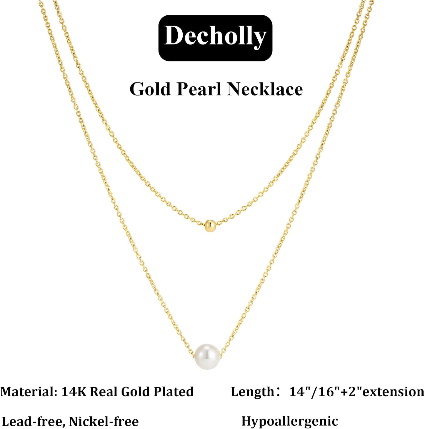 Decholly - Collares de perlas doradas para mujer, a la moda. Collar...