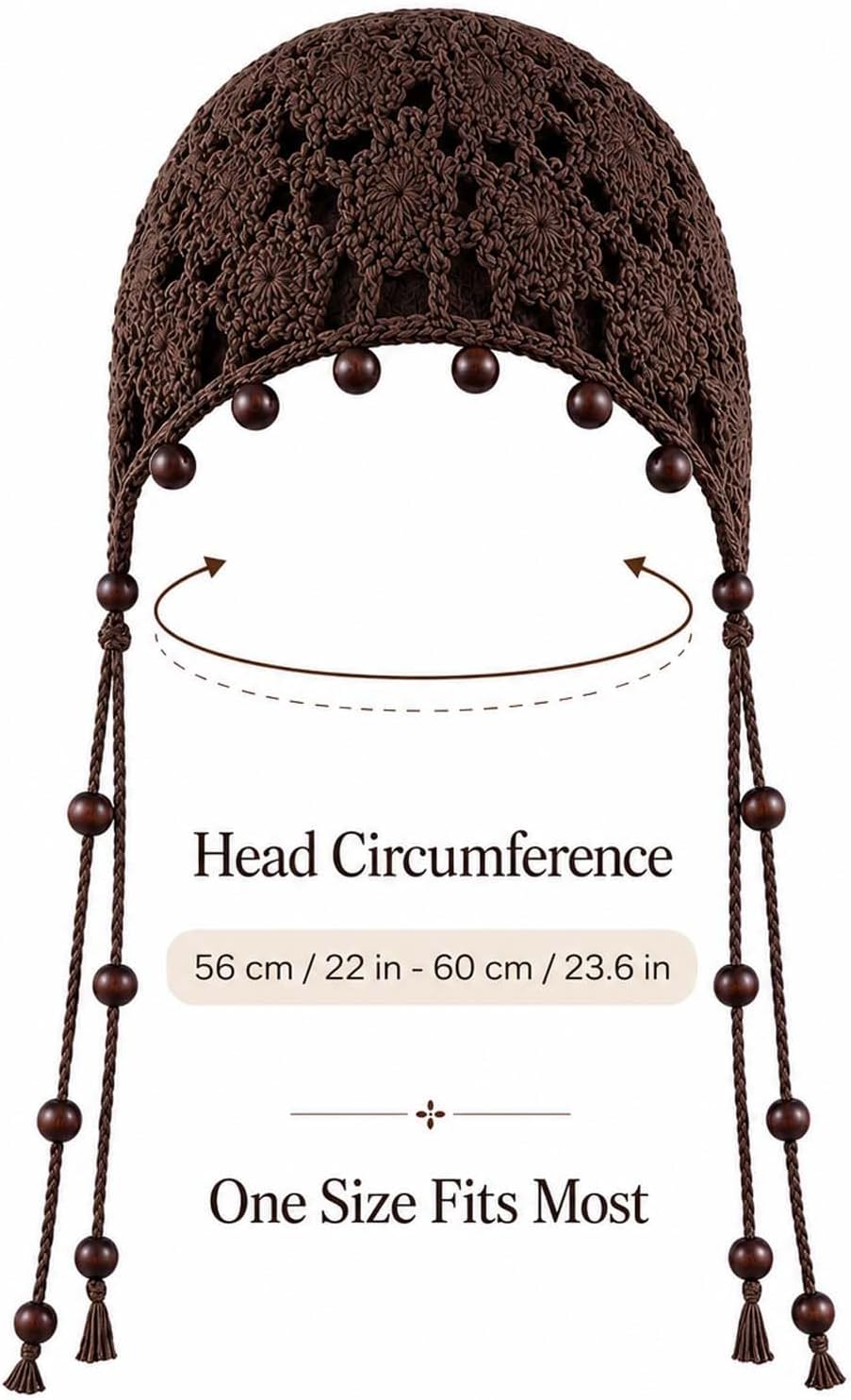 Gorros de ganchillo para mujer, boho, gorro de encaje con cuentas d...