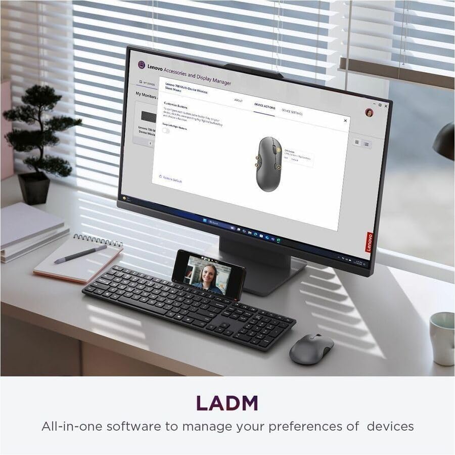 Lenovo 700 Modern Combo de teclado y mouse inalámbricos, dongle de...