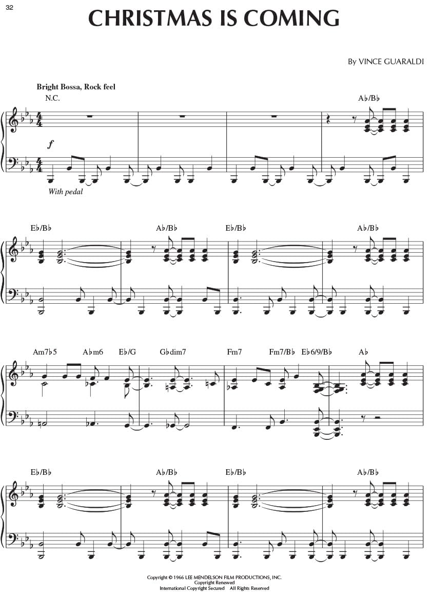Un cancionero navideño para piano solo de Charlie Brown | Partitura...