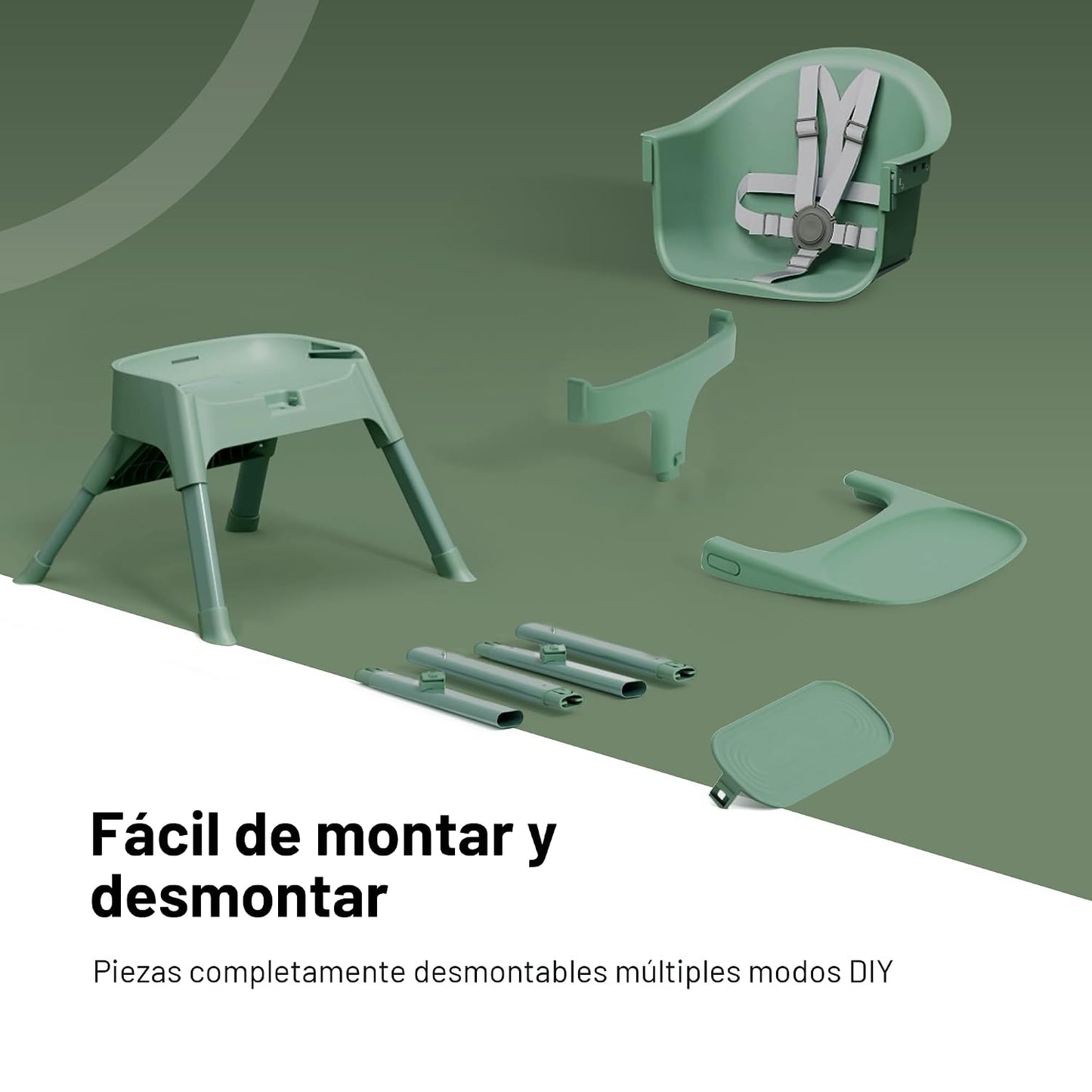 Mompush Olli Silla alta convertible 7 en 1 para bebés y niños peque...