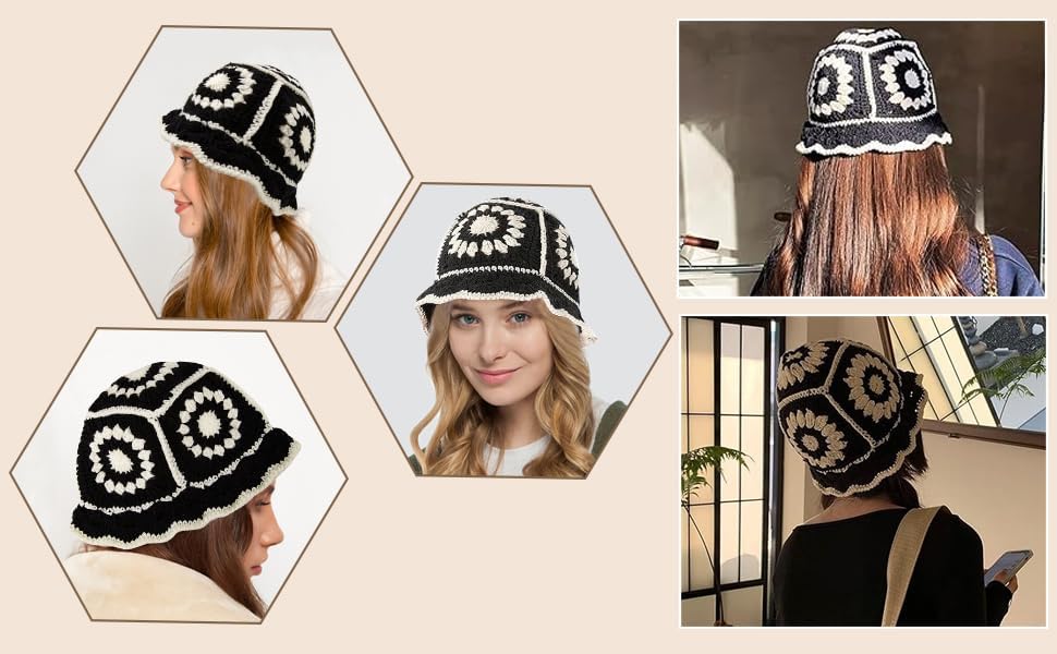 ANYSHOESll Gorros de Ganchillo para Mujer Lindos con característica...