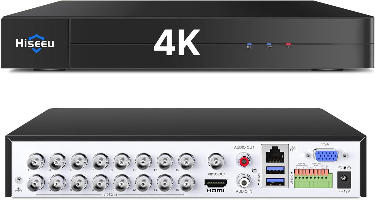 Hiseeu 16 Canales 4K DVR de Seguridad 8MP Grabador de Video Digital...