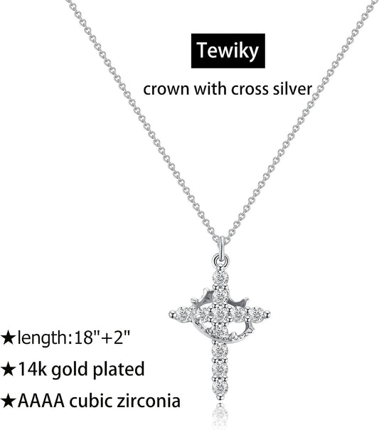 Tewiky - Collar con dije de cruz para mujer, regalo cristiano, rell...