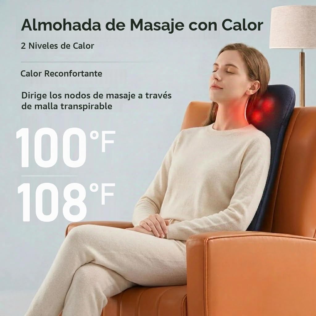 Athloot Masajeador de espalda y cuello con calor para aliviar el do...