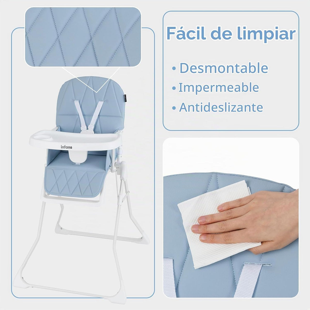 INFANS Silla alta para bebés, silla alta plegable portátil para beb...