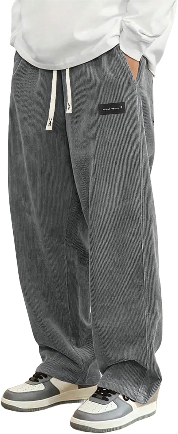 Hidkat Pantalones de corduroy casual para hombre, pantalones de pie...