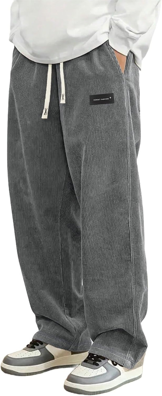 Hidkat Pantalones de corduroy casual para hombre, pantalones de pie...