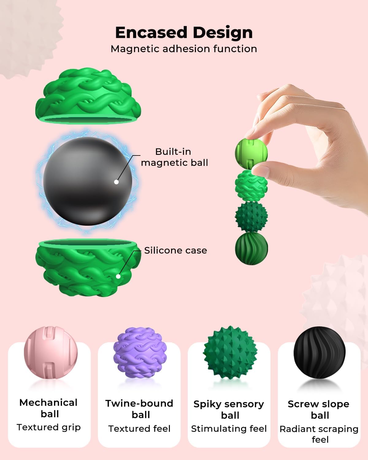 Pelotas sensoriales texturizadas para aliviar el estrés, juguete de...