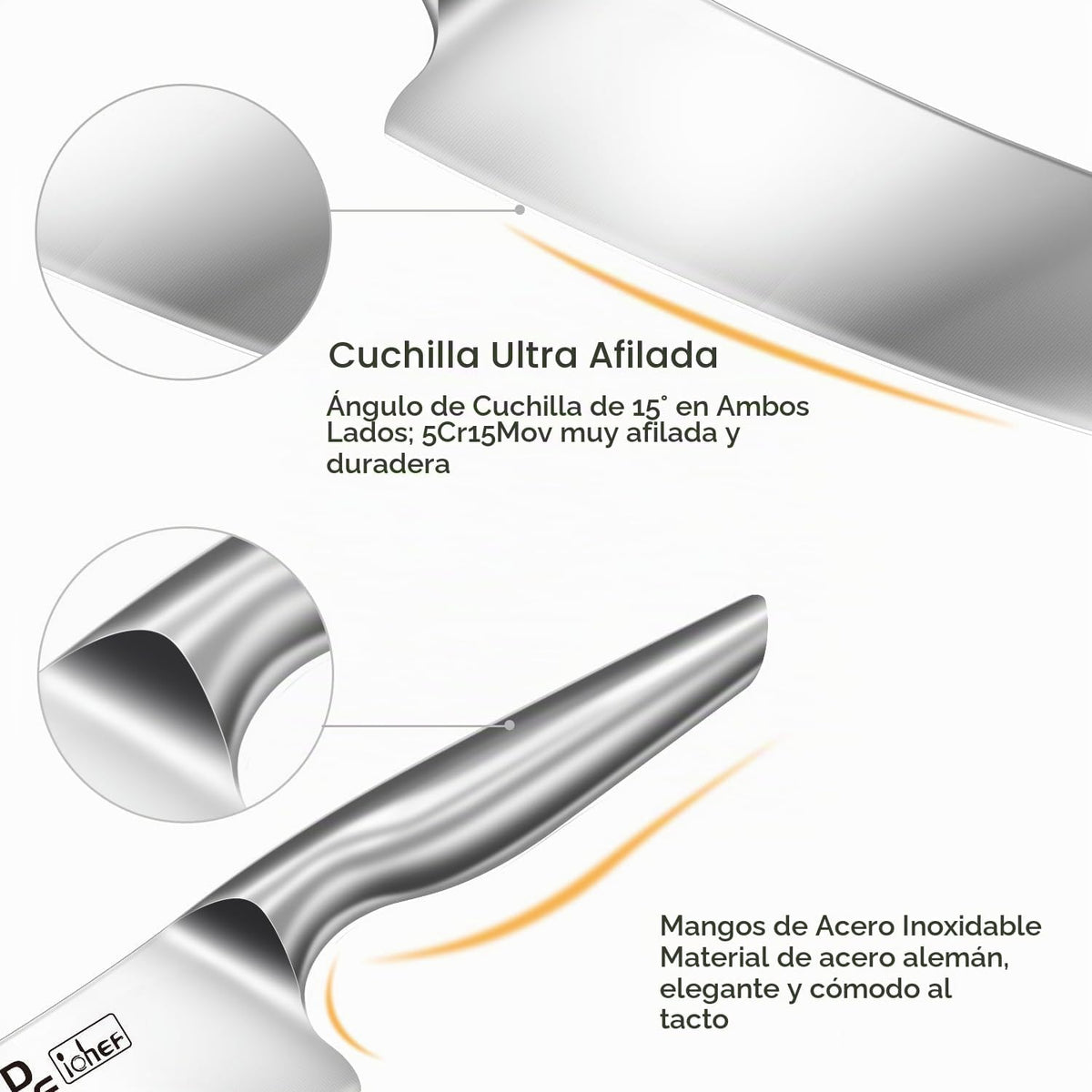 DDF IohEF - Cuchillo | Cuchillo de chef profesional con mango hueco...