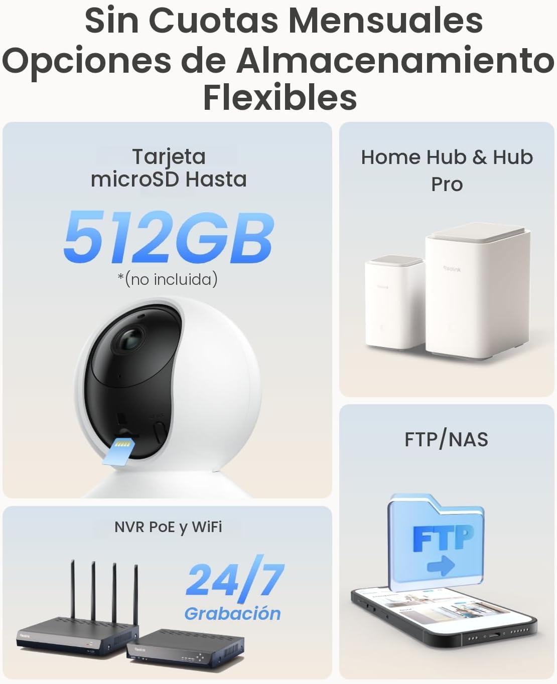 Cámara de seguridad para interiores, Reolink E1 Pro cámara de WiFi...
