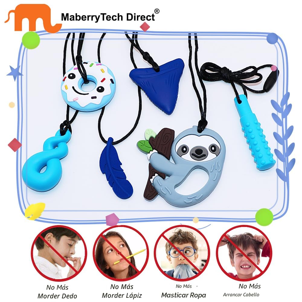 Collares masticables para niños y niñas, paquete de 6 collares mast...