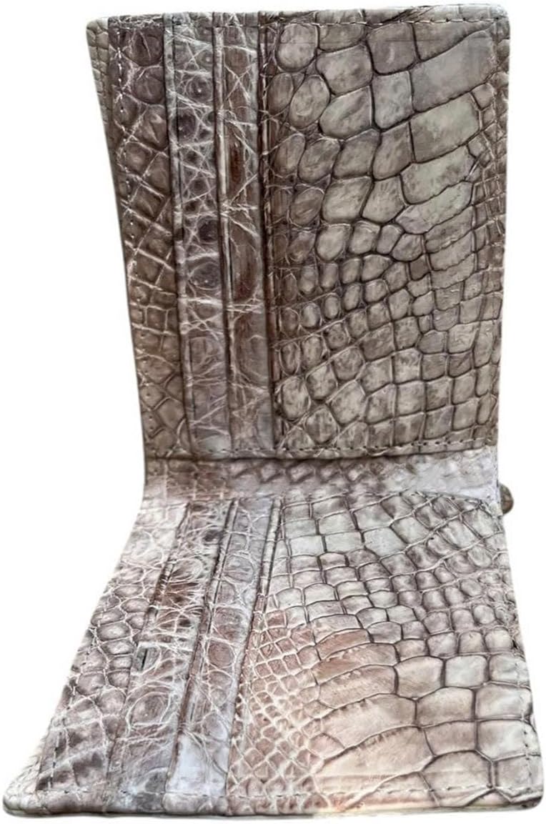 VIETDAVN Carteras plegables de cocodrilo genuinas para hombres, car...