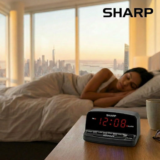 Sharp Reloj despertador digital con controles de teclado, repetició...