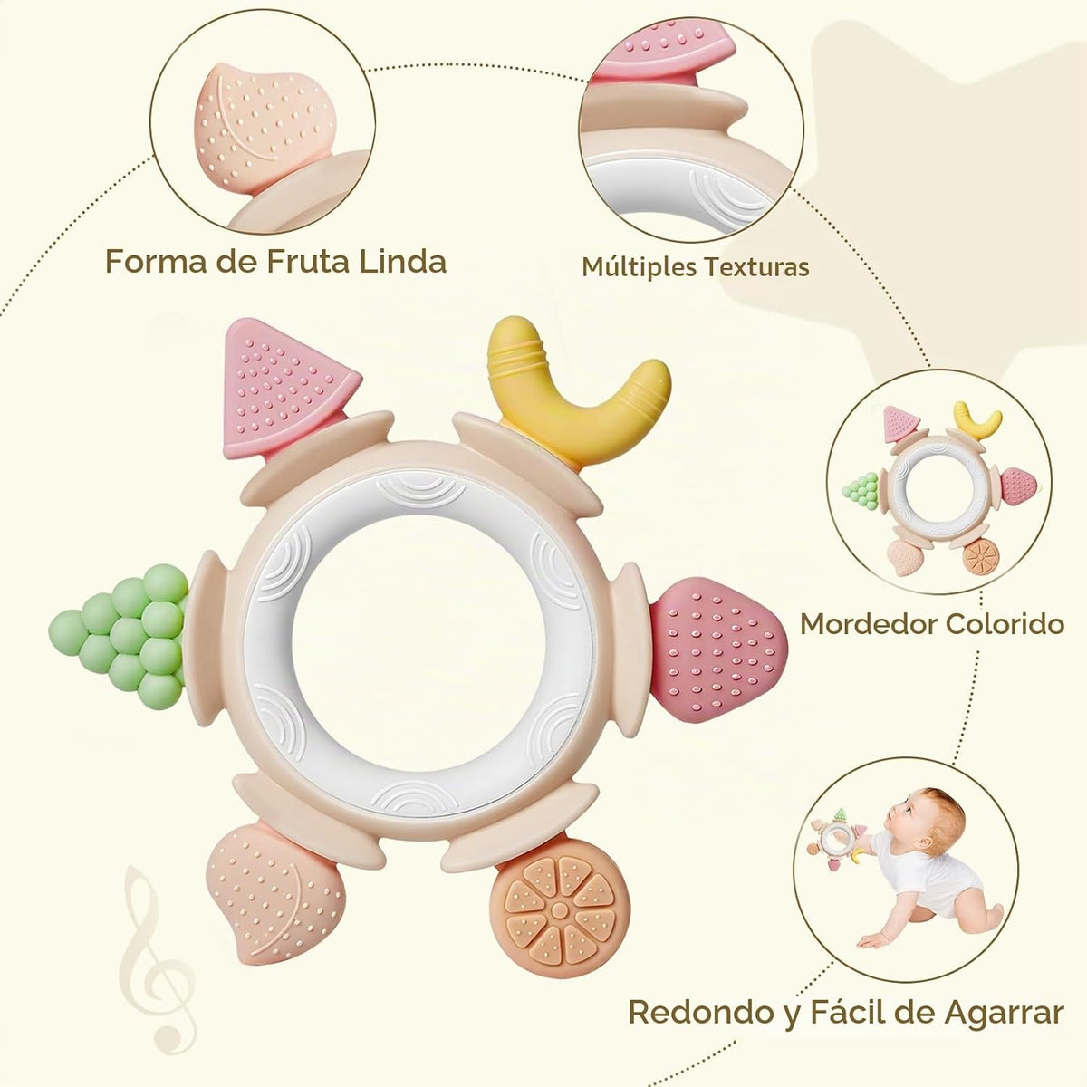 Mordedores de silicona Hooku para bebés de 6 a 12 meses, juguetes d...