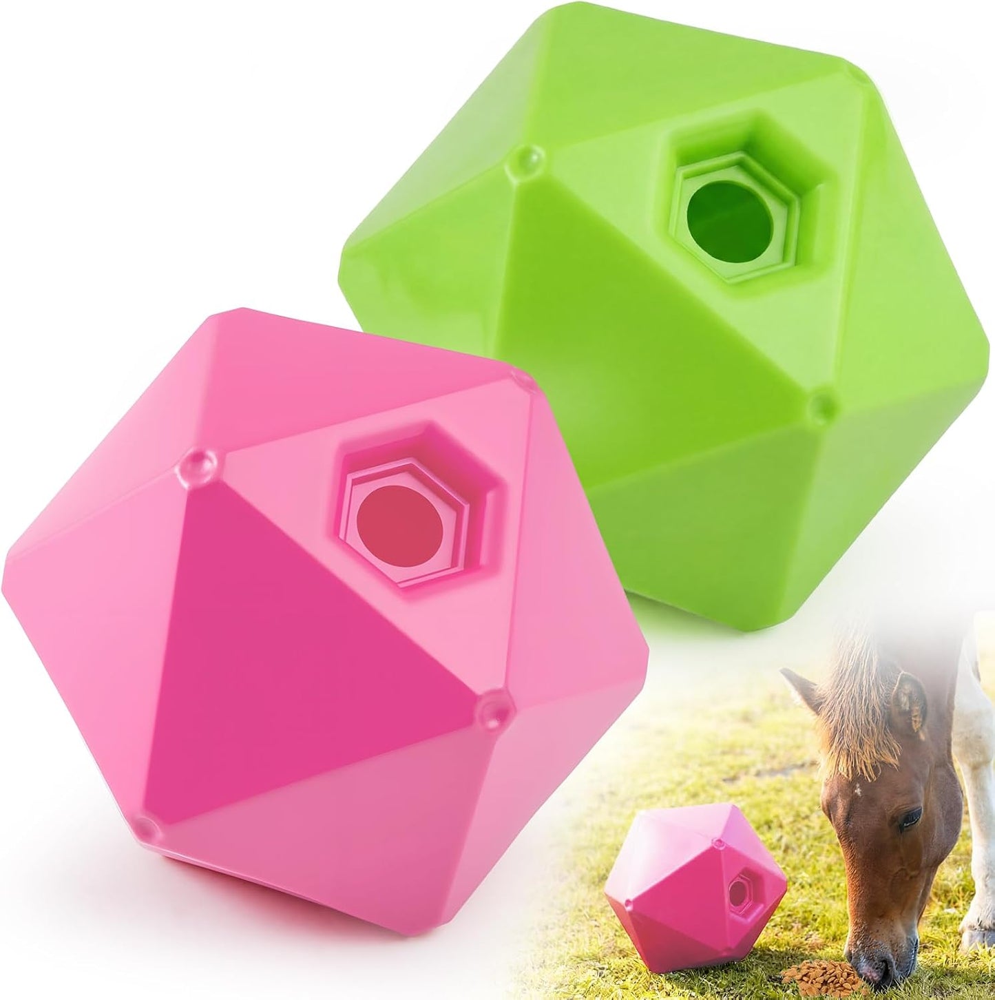 Seenelling Paquete de 2 bolas de golosinas para caballos, juguete a...