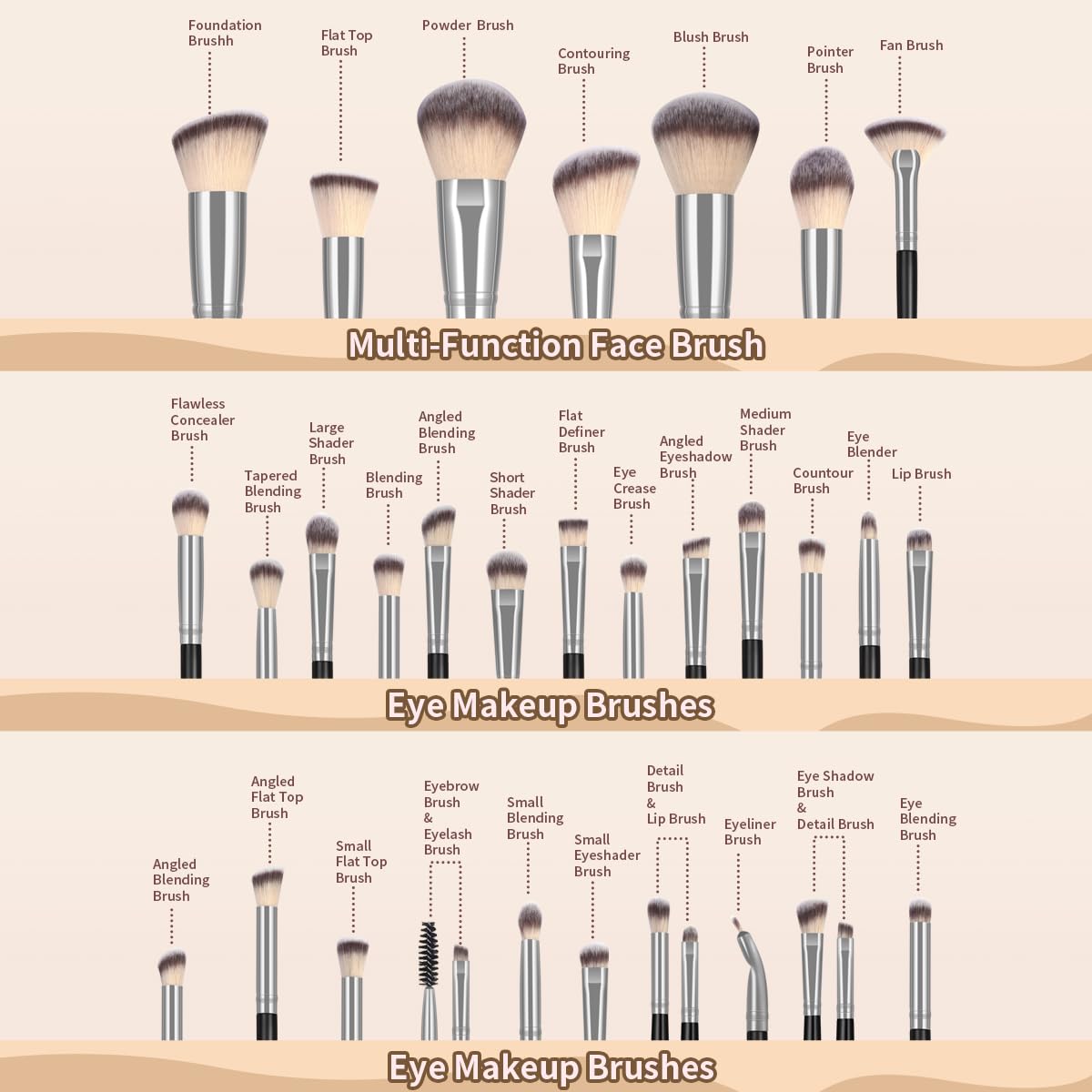 MAANGE Juego de 30 brochas de maquillaje profesional con bolsa de t...