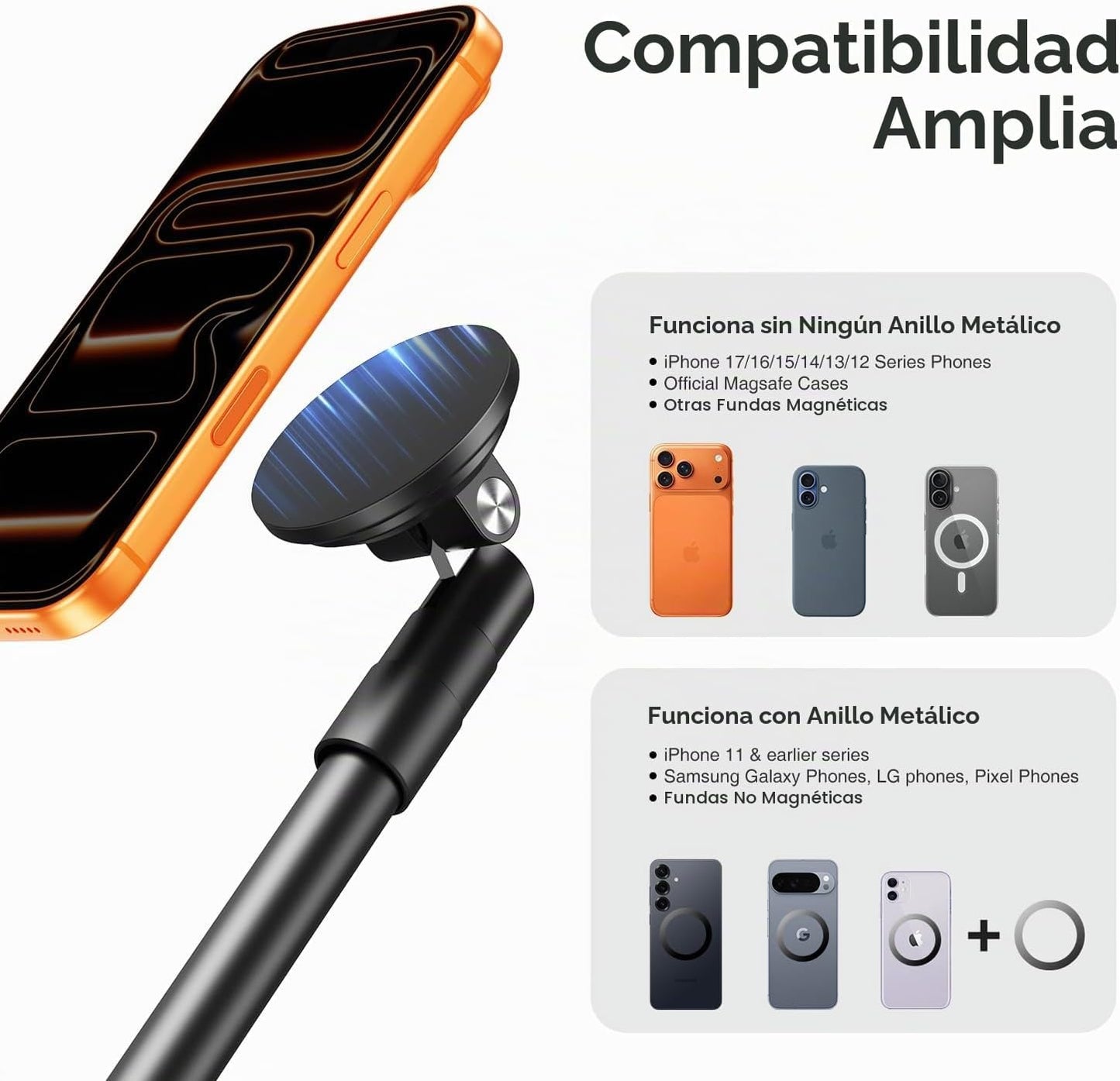 elitehood Trípode magnético para iPhone con brazo extensible de 25...