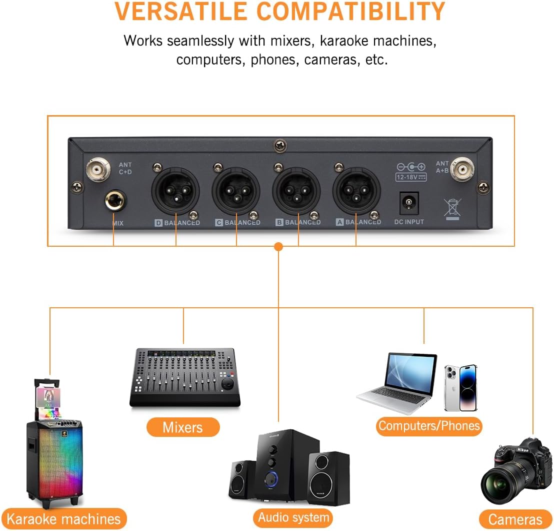 Hiberr Sistema de micrófono inalámbrico, micrófono inalámbrico UHF...