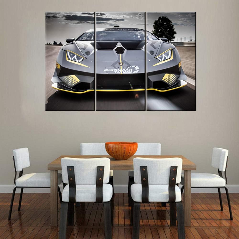 Arte de pared para sala de estar, pinturas de autos deportivos negr...