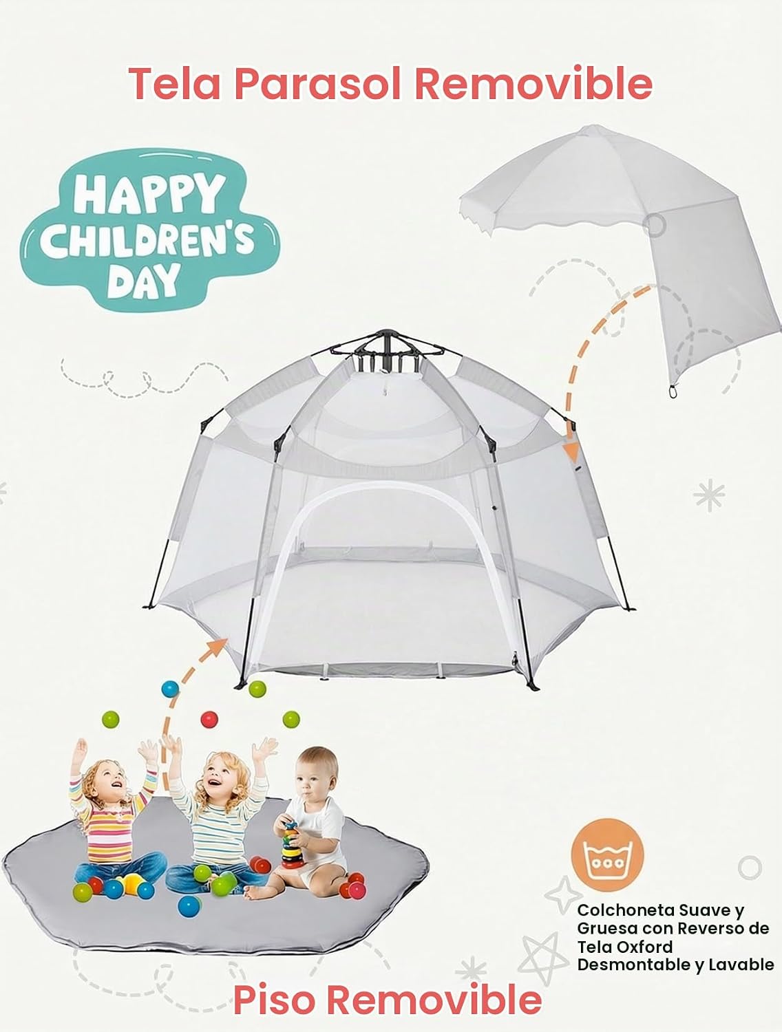 Porayhut Tienda de campaña grande desplegable para niños, casa de j...