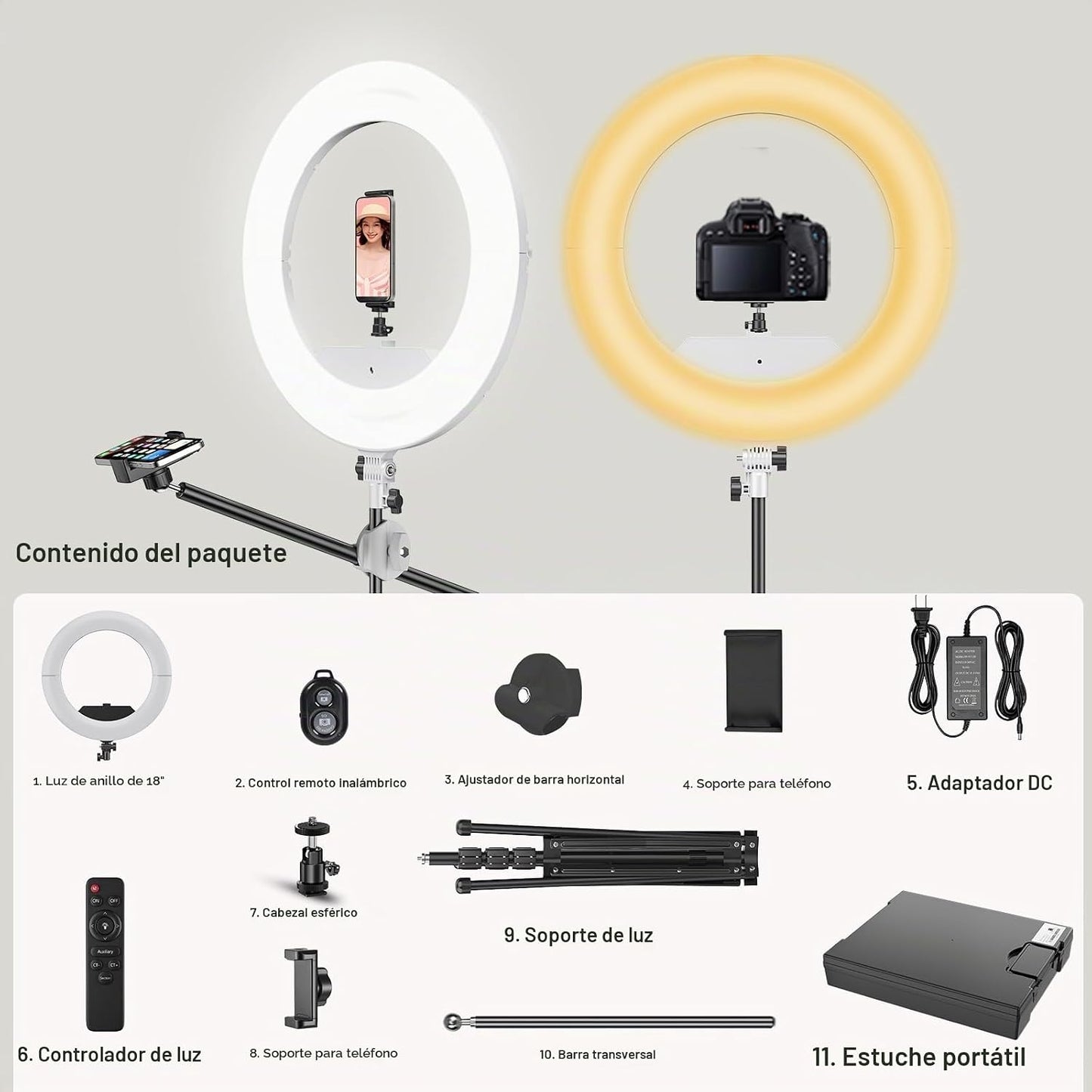 Bzyltrux 55W18 - Kit de luz de anillo de 17.7 in [nueva versión] 67...