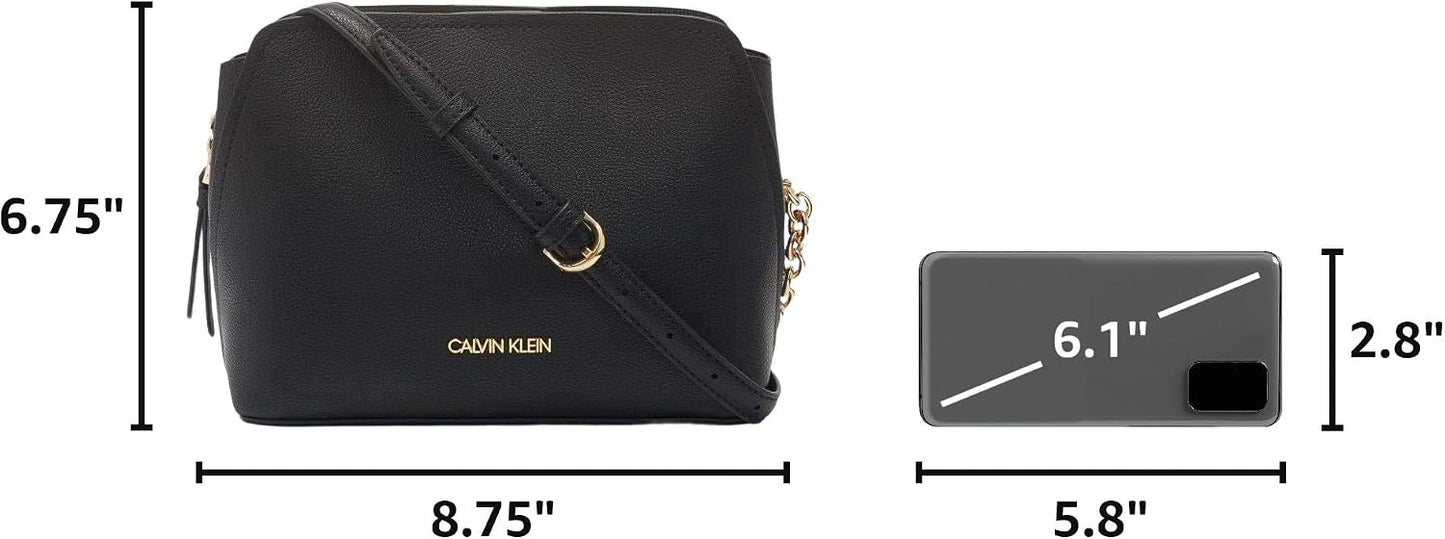 Calvin Klein Hailey Micro Pebble - Cadena cruzada con triple compar...