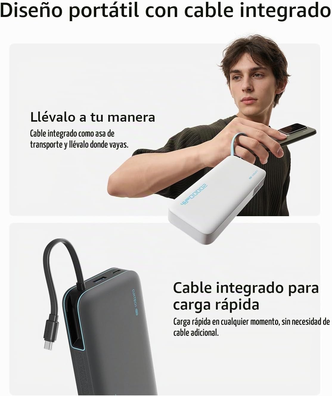 CUKTECH Banco de Energía 20000mAh de 45W, Cargador Portátil de Viaj...