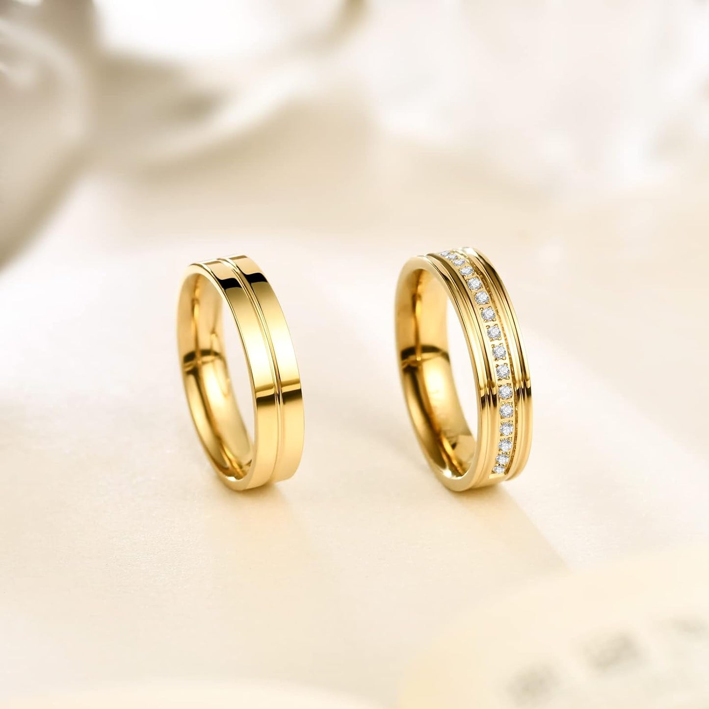 NOKMIT Anillos rellenos de oro de 14 quilates de 0.197 in para muje...