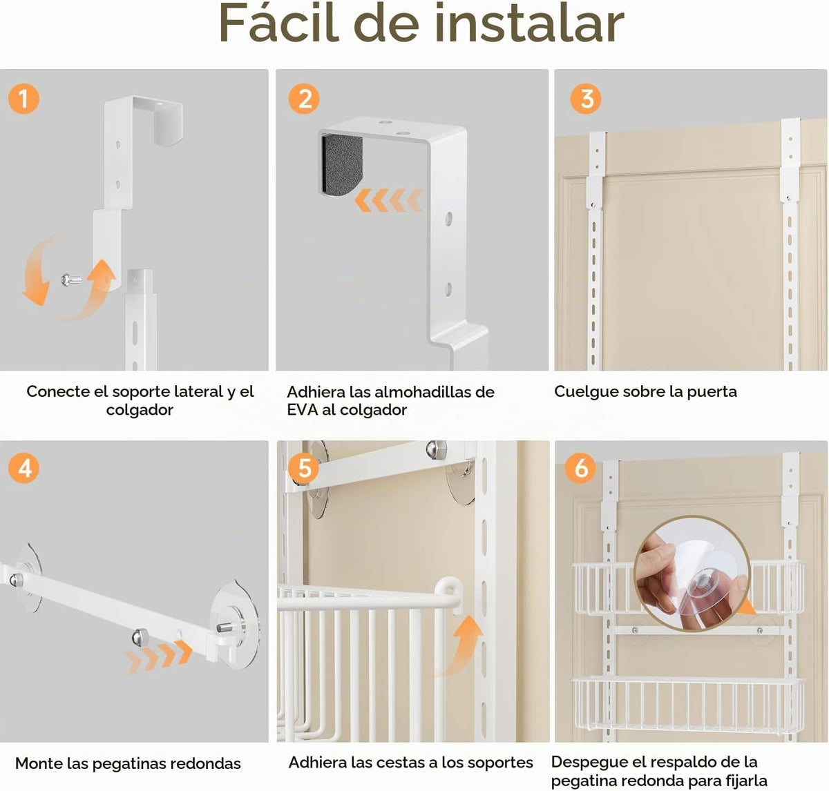 Delamu Organizador Ajustable para Puerta de Gabinete, Organizador d...
