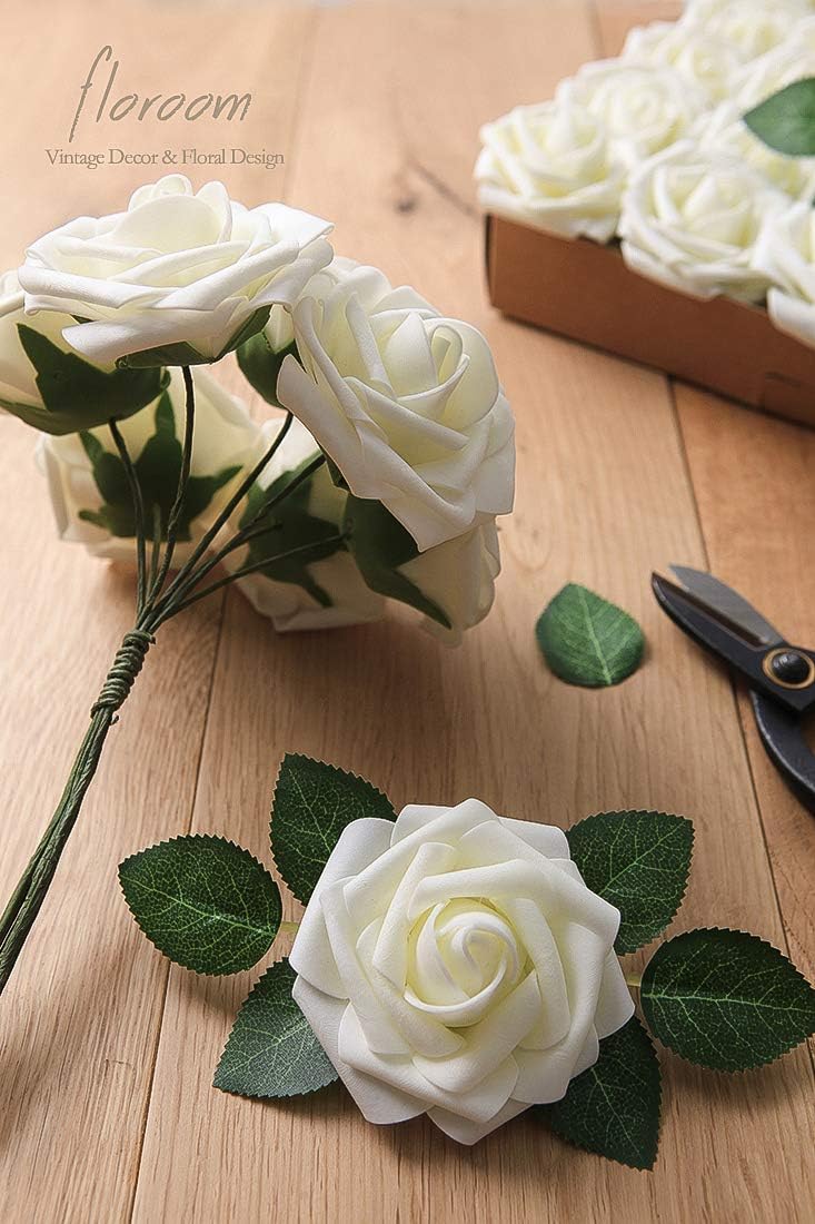 Floroom - Flores artificiales de espuma con aspecto real y tallos,...