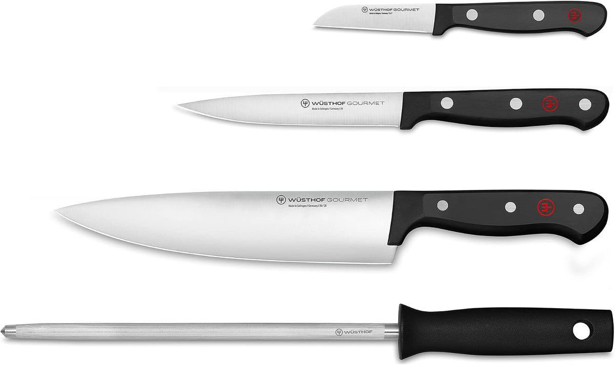 Wüsthof Gourmet - Juego de cuchillos de chef de 4 piezas, color negro
