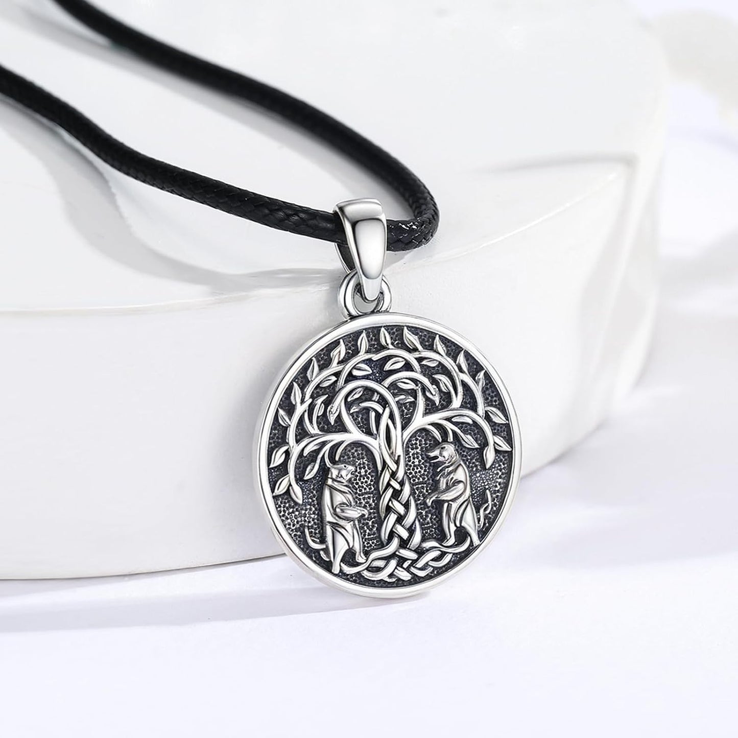 SOESON Collar Vintage para Hombre Plata de Ley 925 Animal Vikingo N...