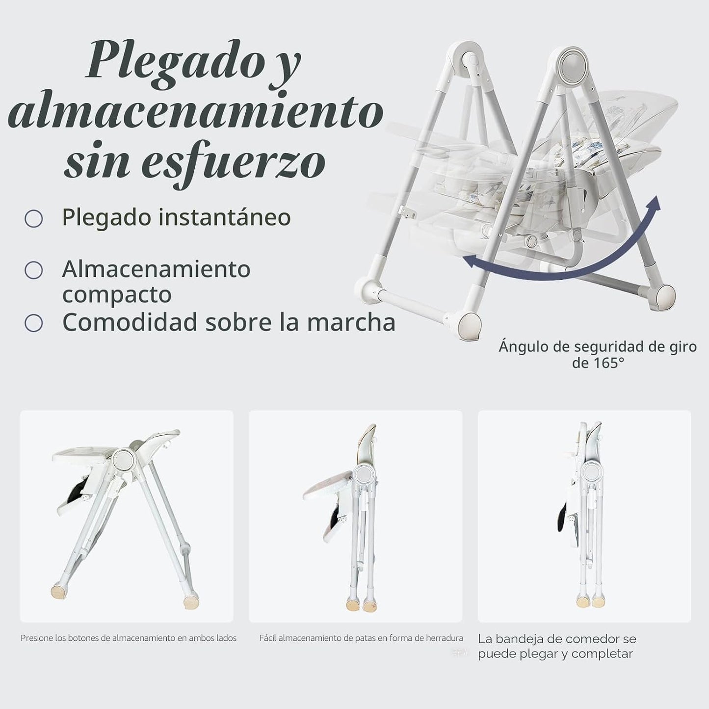 UMGOOGOO Trona 5 en 1 para bebé, sillas de columpio para bebés, ple...