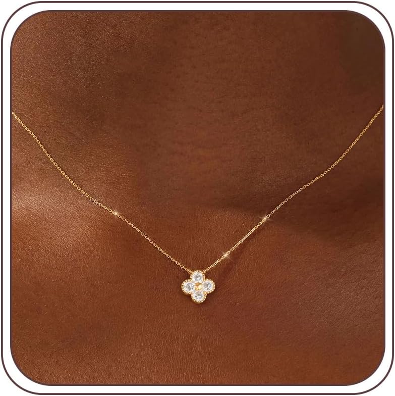ZOERAY Collar de piedra natal para mujer, Collar de trébol de cuatr...