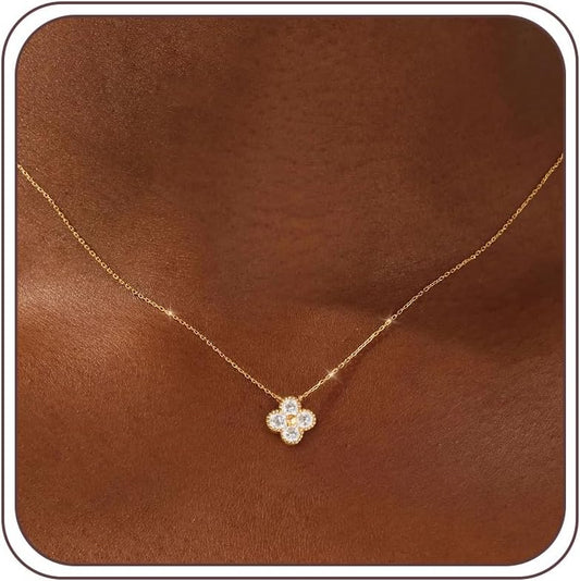 ZOERAY Collar de piedra natal para mujer, Collar de trébol de cuatr...