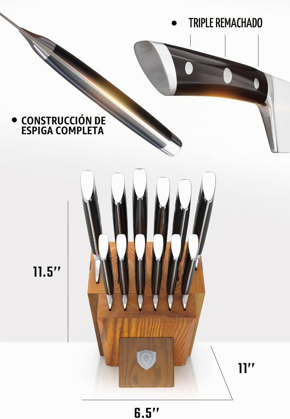 Dalstrong Juego de bloques de cuchillos Elite de 12 piezas, acero a...