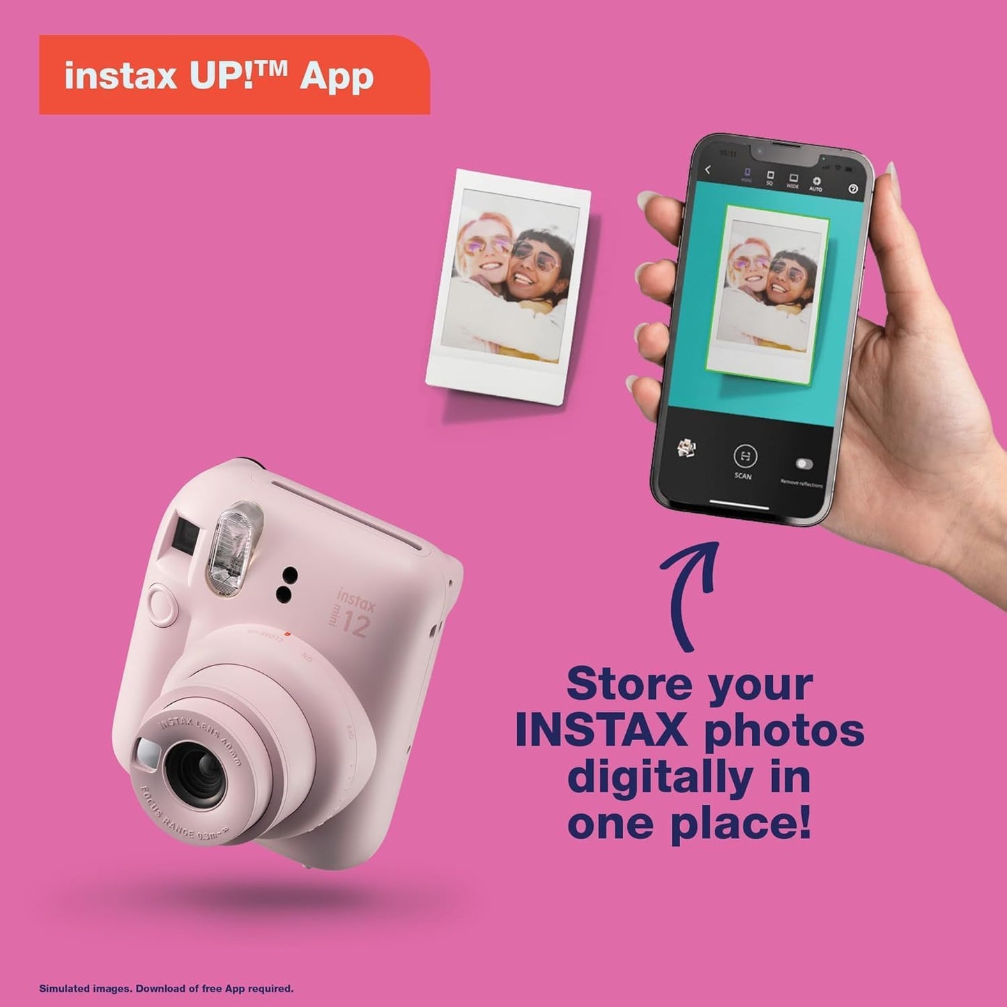 Fujifilm Cámara Instax Mini 12 de película instantánea (blanco arci...