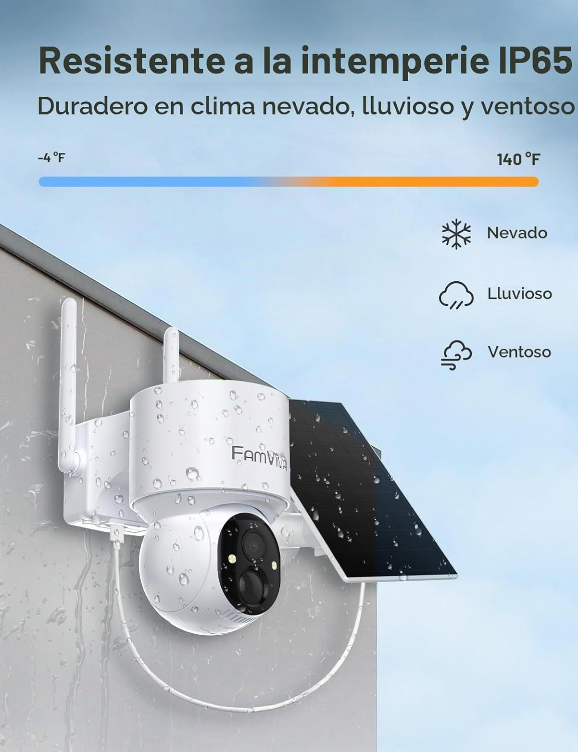 FAMVIVA Cámaras de seguridad solar 2K inalámbricas para exteriores,...