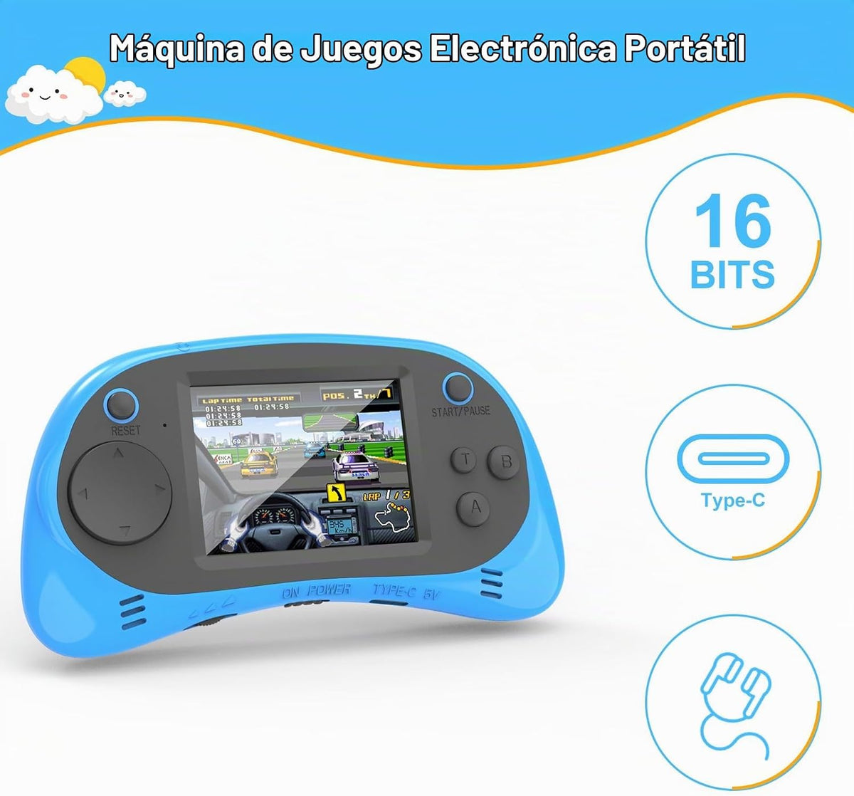 EASEGMER Reproductor de juegos de mano para niños, 220 juegos integ...