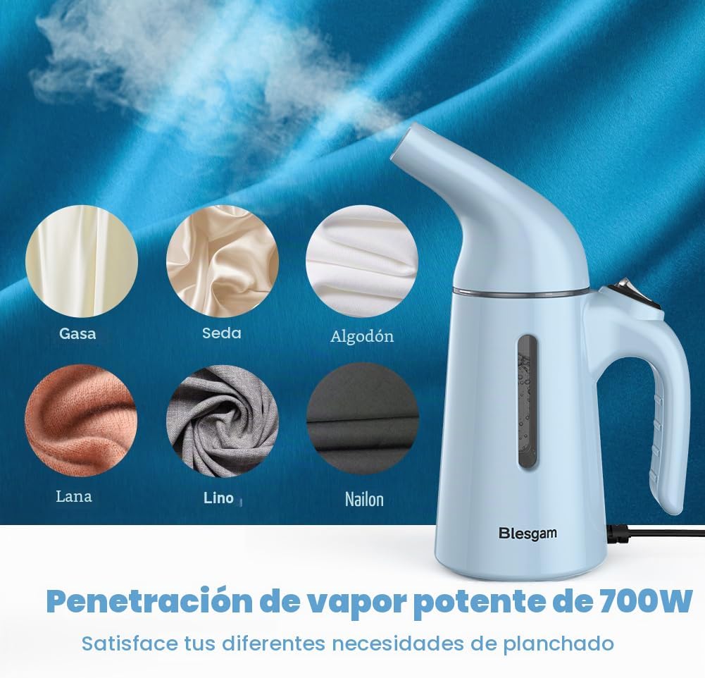 Blesgam Vaporizador para ropa de 700 W, calentamiento rápido en vap...