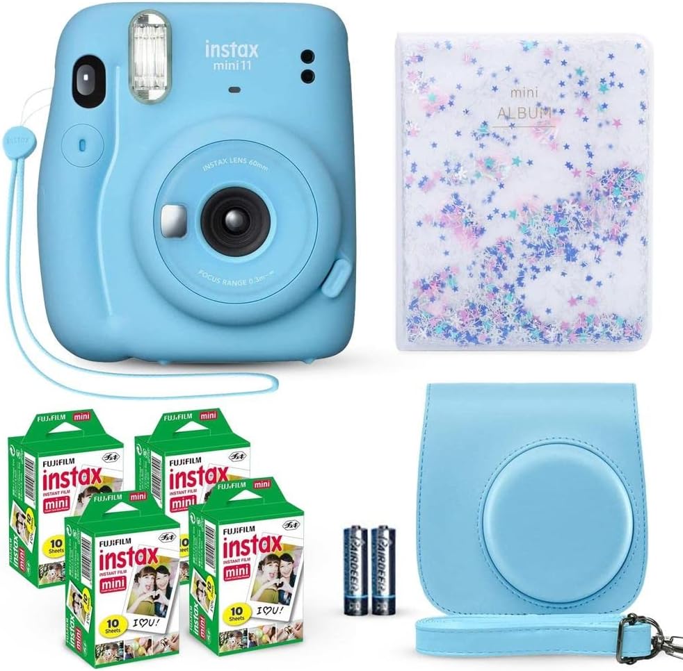 Cámara instantánea Fujifilm Instax Mini 11 azul cielo + paquete de...