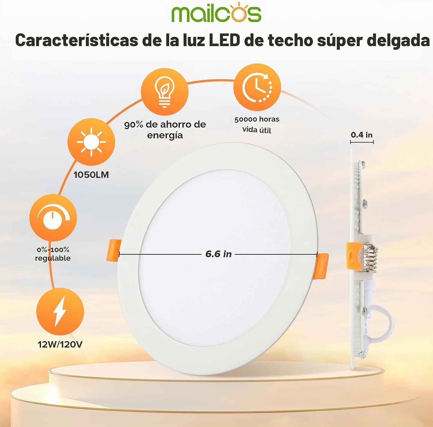 MAILCOS Paquete de 12 lámparas de techo empotrables LED ultrafinas...