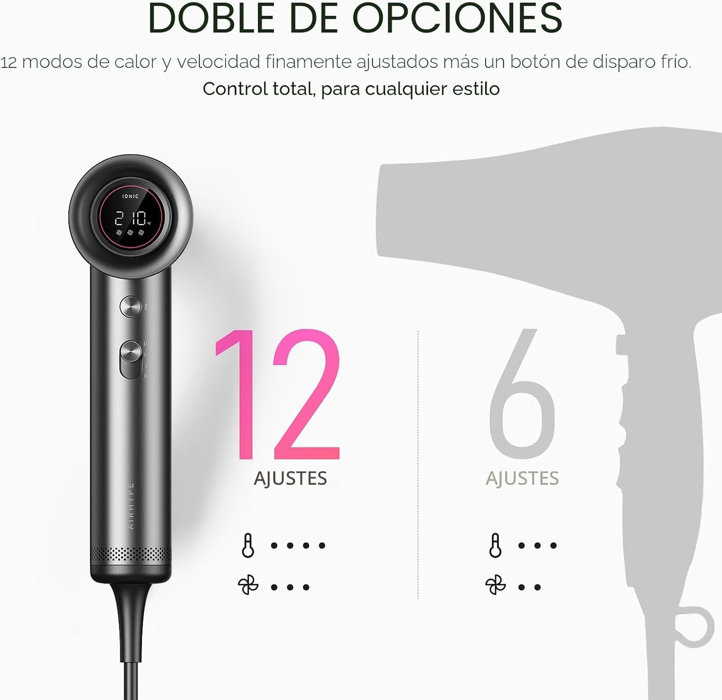TYMO Secador de pelo con peine - Secador profesional de alta veloci...