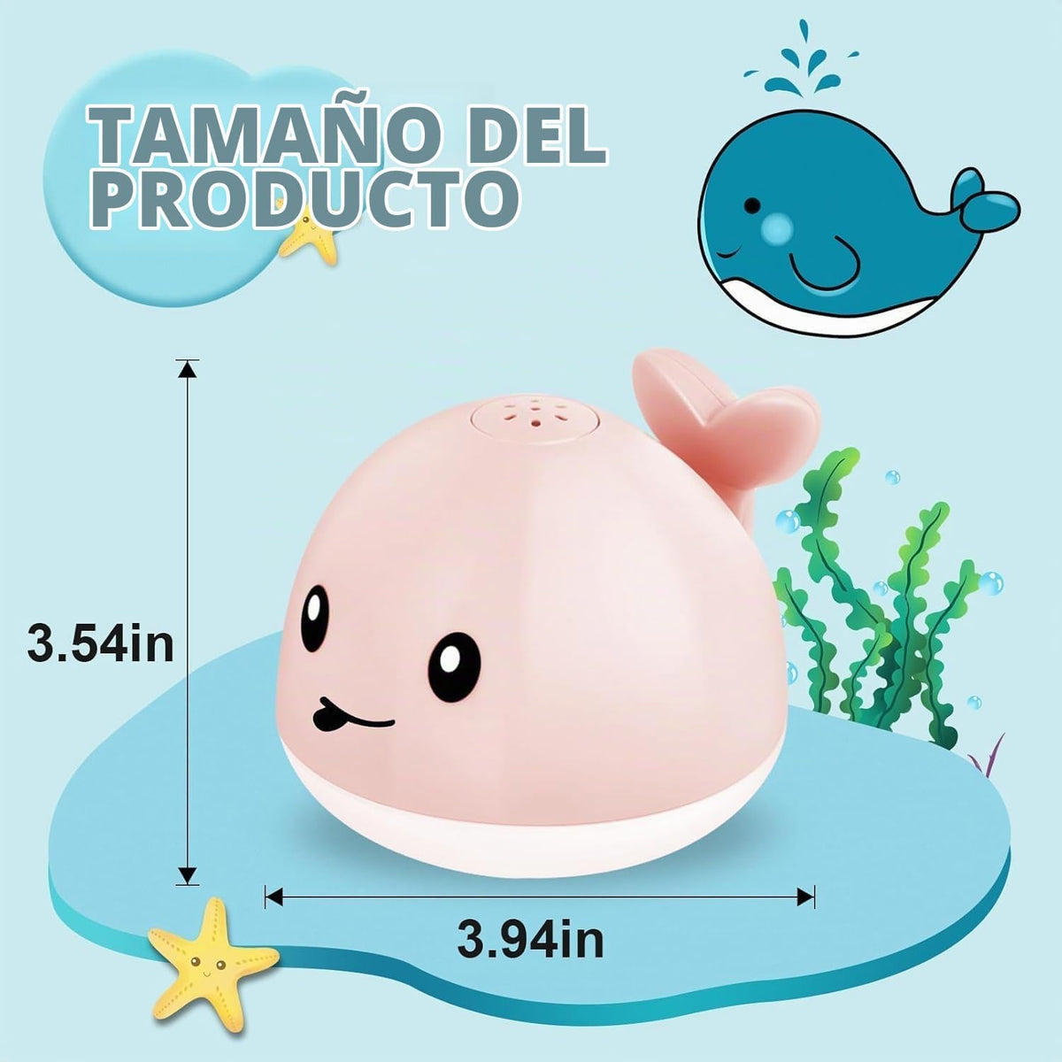Gigilli - Aspersor de juguete de baño de ballena iluminado, juguete...