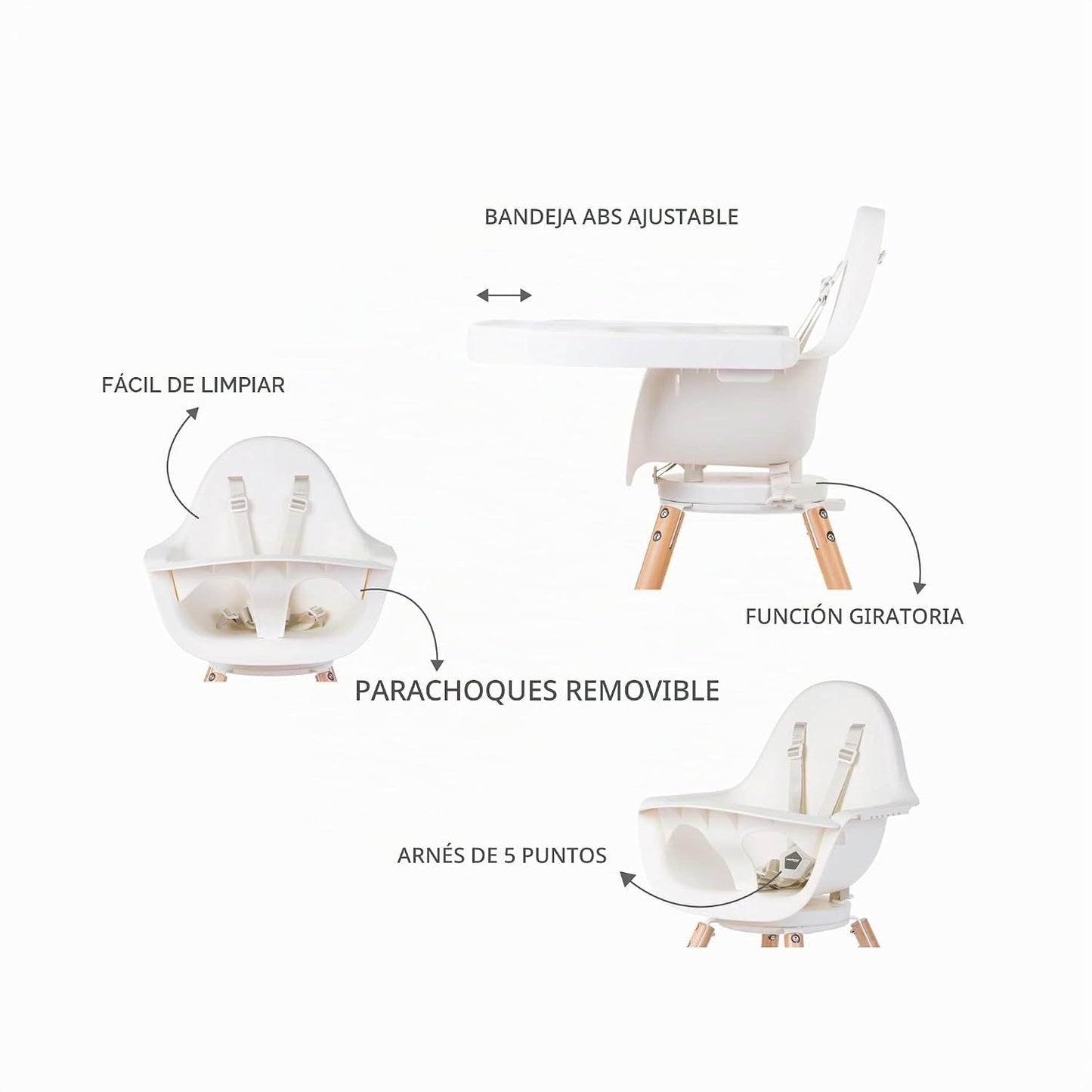 Childhome Evolu One.Silla alta de 80°, silla alta 2 en 1 para bebé...